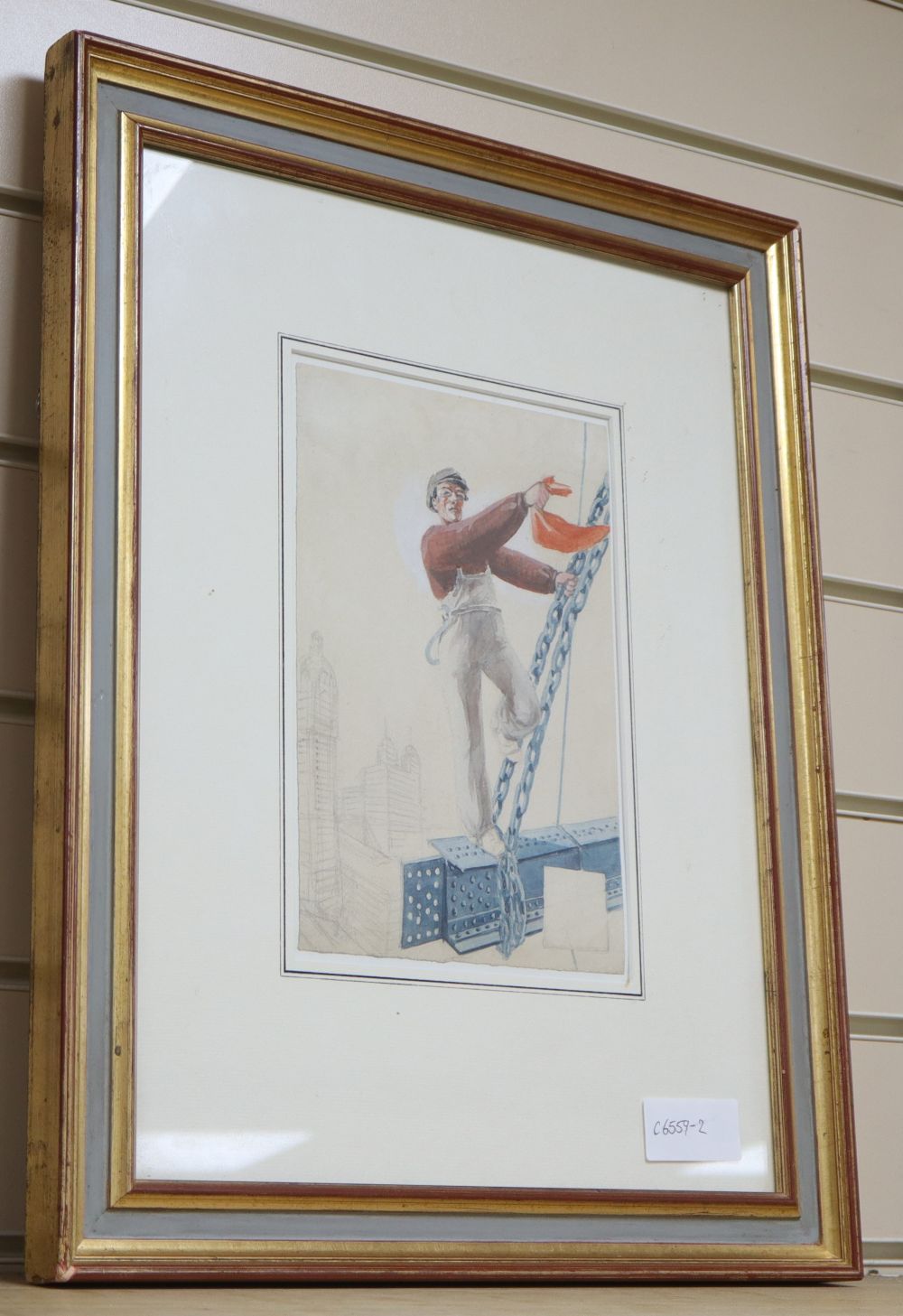 Russian School, watercolour, Sketch of a Stevador, 24 x 16cm, Roy Miles label verso